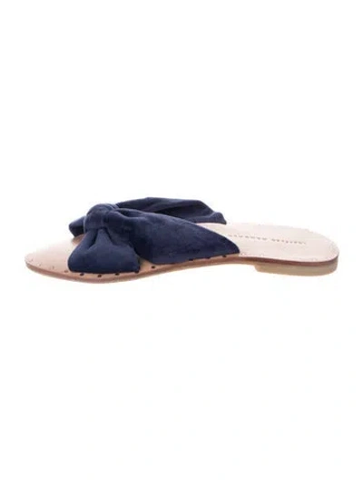 Pre-owned Loeffler Randall Velvet Slides In Blue