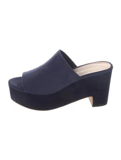 Pre-owned Loeffler Randall Velvet Slides In Blue