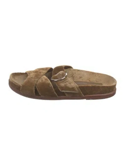 Pre-owned Loeffler Randall Velvet Slides In Brown