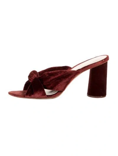 Pre-owned Loeffler Randall Velvet Slides In Burgundy