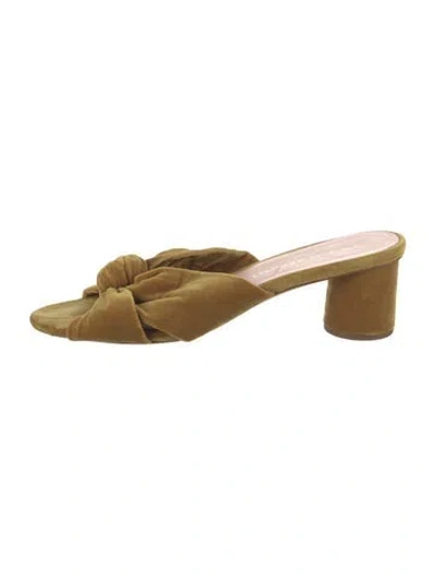 Pre-owned Loeffler Randall Velvet Slides In Yellow