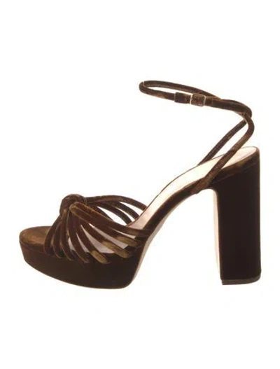 Pre-owned Loeffler Randall Velvet Slingback Pumps In Brown
