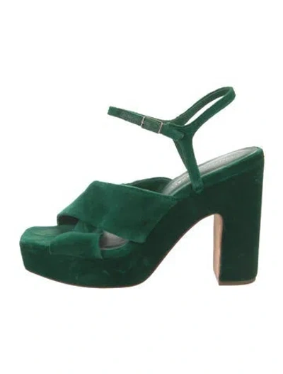 Pre-owned Loeffler Randall Velvet Slingback Sandals In Green