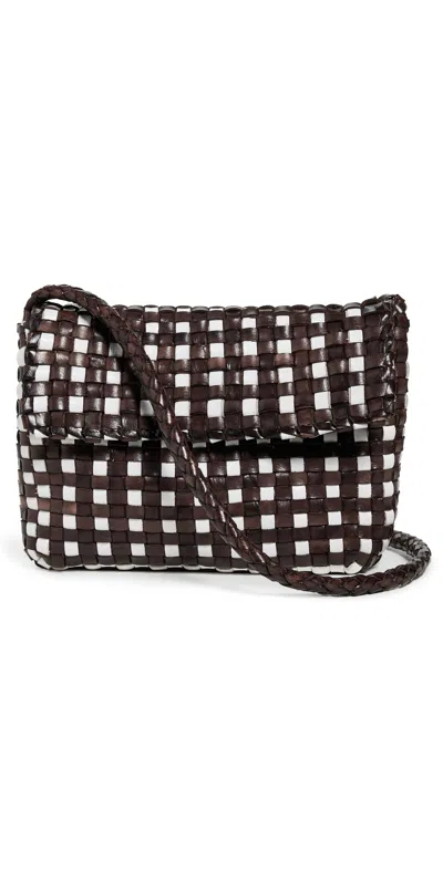 Loeffler Randall Vinnie Woven Crossbody Bag Chocolate/white In Multi