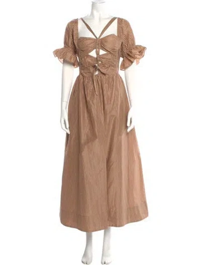 Pre-owned Loeffler Randall V-neck Long Dress In Brown