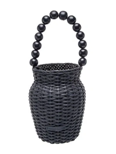 Pre-owned Loeffler Randall Wicker Top Handle Bag In Blue