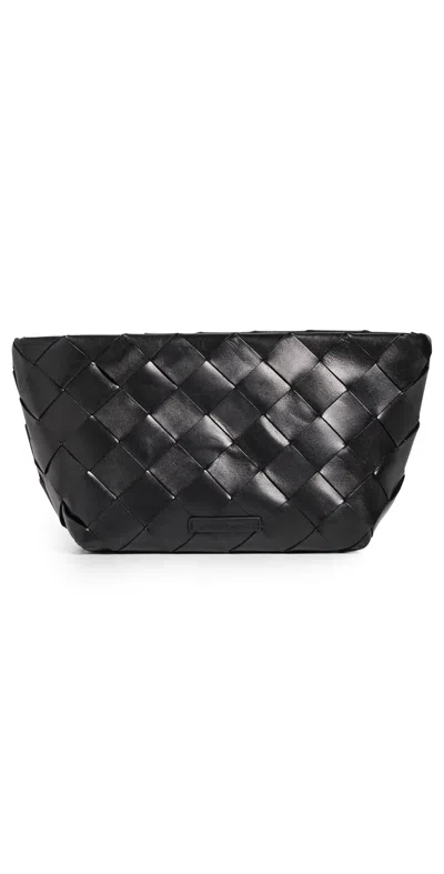 Loeffler Randall Wide Square Woven Clutch Black