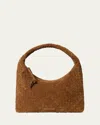 Loeffler Randall Willow Woven Suede Hobo Bag In Cacao