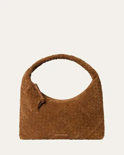 Loeffler Randall Willow Woven Suede Hobo Bag In Cacao