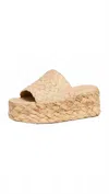 Loeffler Randall Aaron Platform Raffia Mules Natural In Neutral