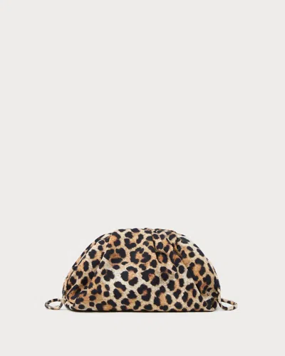 Loeffler Randall Women's Bailey Leopard Jersey Dome Clutch Bag In Beige In Blue