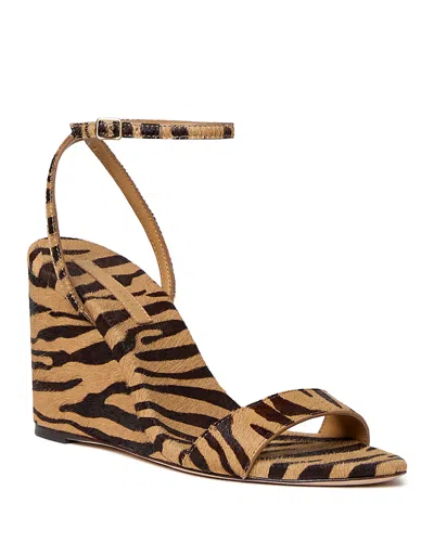 Loeffler Randall Gavi Wedge Sandals Zebra In Brown
