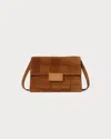 Loeffler Randall Women's Delphine Leather Clutch Bag In Woven Cacao Suede In Brown