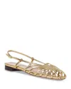 Loeffler Randall Devon Lattice Metallic Leather Slingback Sandals In Gold