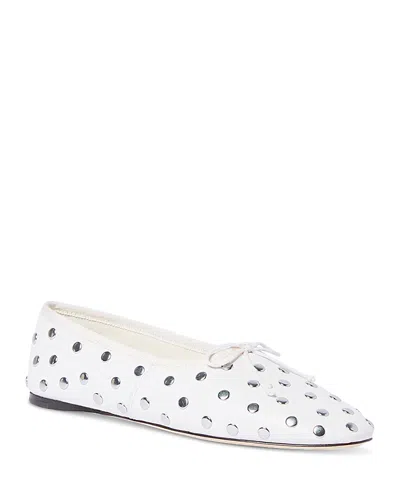 Loeffler Randall Landon Leather Ballet Flats In Ecru Silver