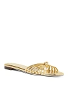Loeffler Randall Izzie Leather Knot Flat Sandals In Gold