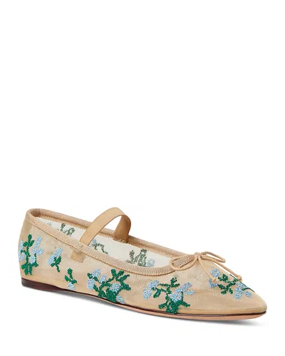 Loeffler Randall Women's Floral Embroidery Mesh Ballet Flats In Multi