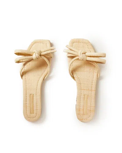 Loeffler Randall Women's Hadley Leather Bow Flat Sandal In Natural In White