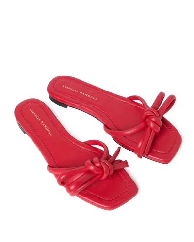 Loeffler Randall Women's Hadley Leather Bow Flat Sandal In Red