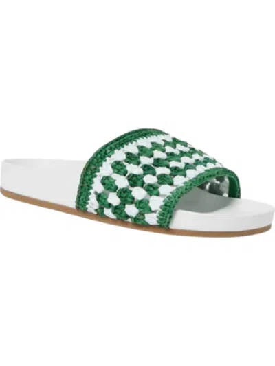 Loeffler Randall Women's Henri Crochet Raffia Band Footbed Sandal In White/green In Multi