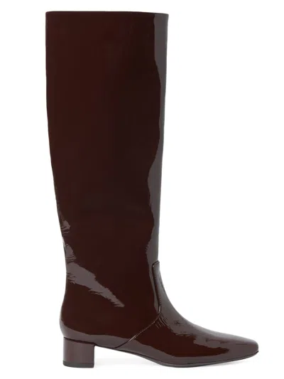 Loeffler Randall Women's Indy 35mm Patent Leather Knee-high Boots In Chocolate