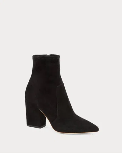LOEFFLER RANDALL WOMEN'S ISLA SUEDE SLIM ANKLE BOOTIE IN BLACK