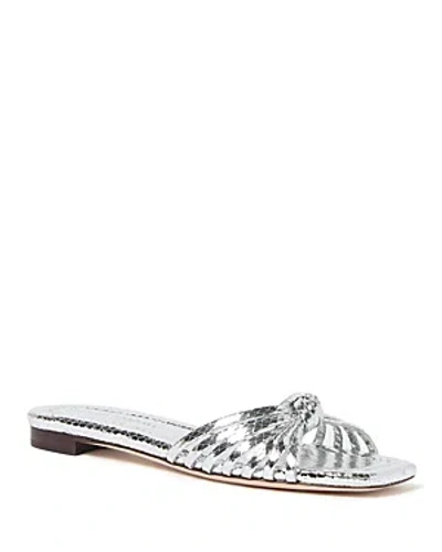 Loeffler Randall Women's Izzie Knot Flat Slide Sandals In Silver