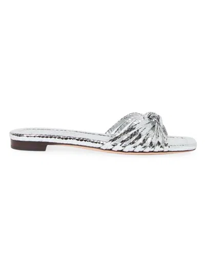 Loeffler Randall Women's Izzie Knot Flat Slide Sandals In Silver