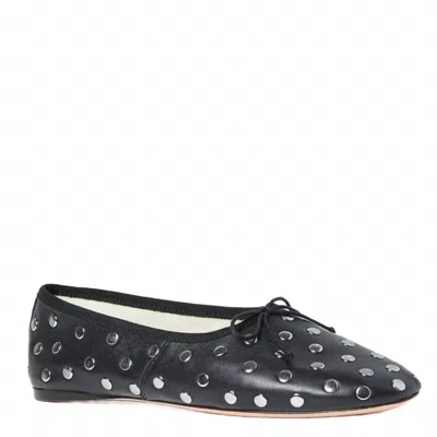 Loeffler Randall Landon Bow-detailed Studded Leather Ballet Flats In Black