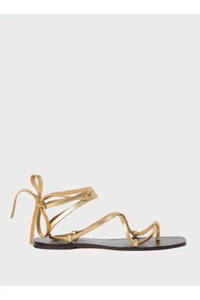 Loeffler Randall Women's Lianna Lace Up Flat Sandal In Gold Vachetta In Multi