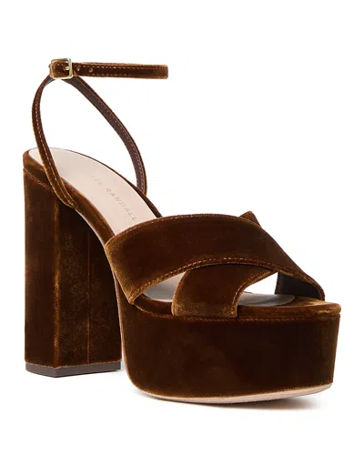 Loeffler Randall Women's Loretta Velvet Platform Sandals In Brown