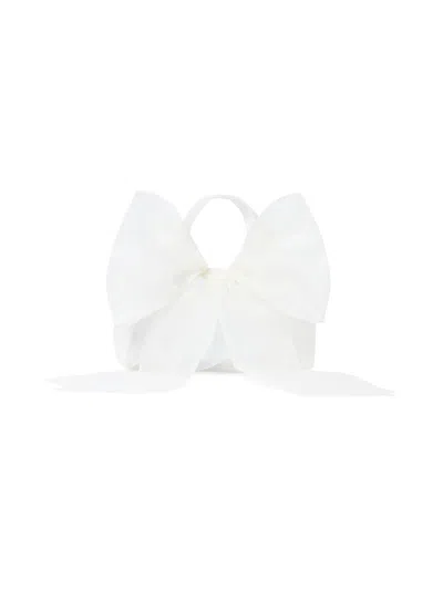 Loeffler Randall Women's Matilda Mesh Bow Top Handle Bag In White