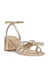 Loeffler Randall Mikel Metallic Bow Ankle-strap Sandals In Champagne