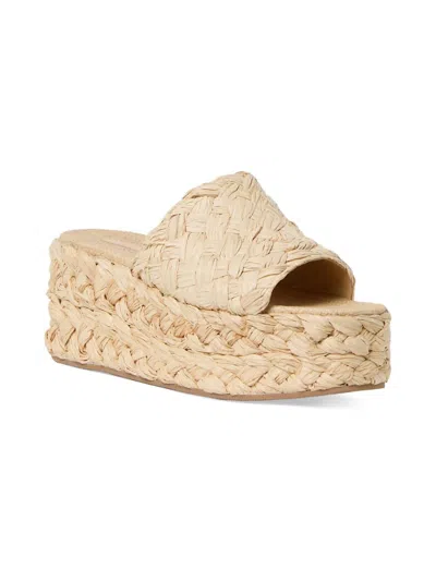 Loeffler Randall Women's Natural Aaron Platform Raffia Mules In White