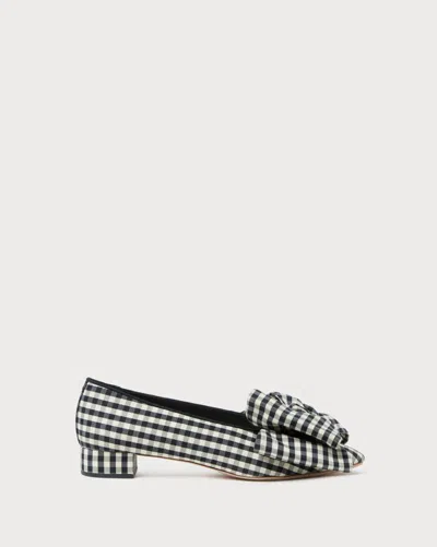 Loeffler Randall Women's Noa Bow Shoes In Black/white Gingham In Multi