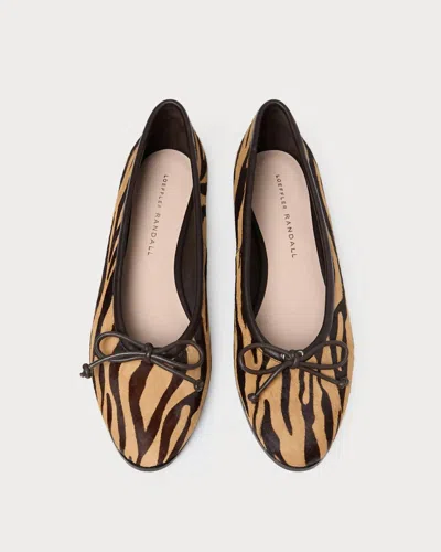 Loeffler Randall Noelle Bow-detailed Leather-trimmed Zebra-print Calf Hair Ballet Flats In Animal Print