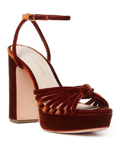 Loeffler Randall Rivka Knotted Velvet Platform Sandals In Siena