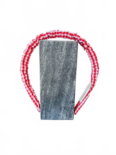 Loeffler Randall Women's Sabine Scrunched Headband Set In Red Gingham