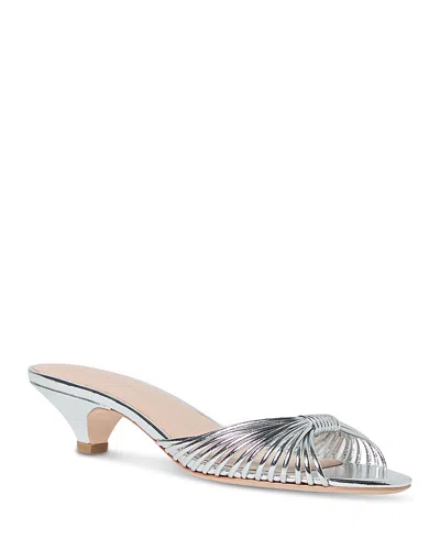 Loeffler Randall Dixie Kitten Heel Slide Sandal In Silver