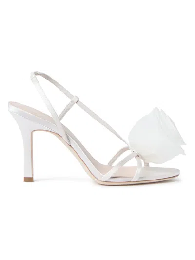 Loeffler Randall Women's Steph Organza Rosette 100mm Stiletto Sandals In White