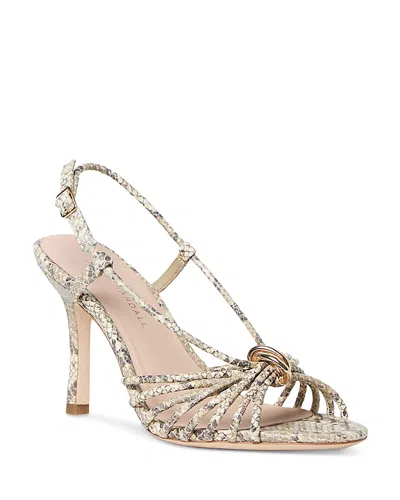 Loeffler Randall Mareka Strappy Heels With Hardware Natural Snake In Neutral