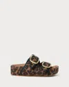 Loeffler Randall Theo Leopard-print Raffia Dual-buckle Slide Sandals