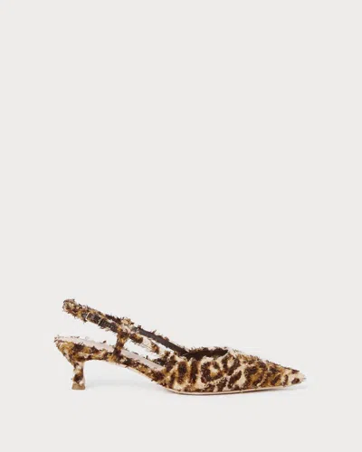 Loeffler Randall Women's Tyson Smocked Sling Back Kitten Heel Sandal In Leopard In Multi