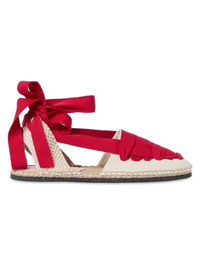 Loeffler Randall Women's Wilson Flat Ankle-wrap Espadrilles In Red