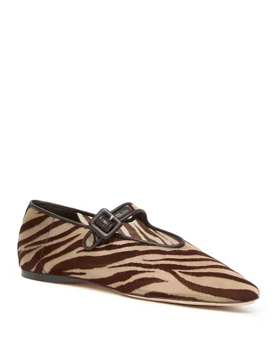 Loeffler Randall Women's Zebra Mesh Mary Jane Flats In Brown