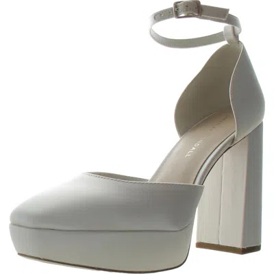 Loeffler Randall Womens Buckle Leather Platform Heels In White