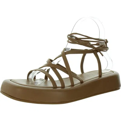 Loeffler Randall Womens Faux Leather Open Toe Strappy Sandals In Brown