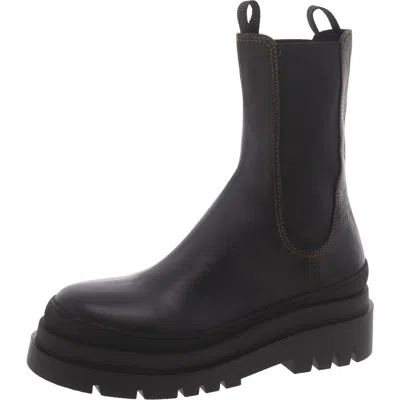 Loeffler Randall Womens Leather Pull On Mid-calf Boots In Black