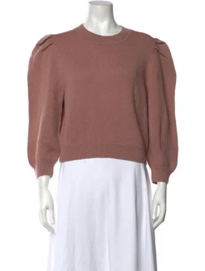 Pre-owned Loeffler Randall Wool Crew Neck Sweater In Neutrals/pink