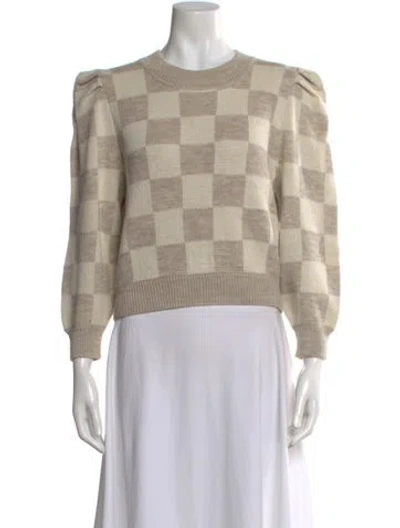 Pre-owned Loeffler Randall Wool Plaid Print Sweater In Neutral
